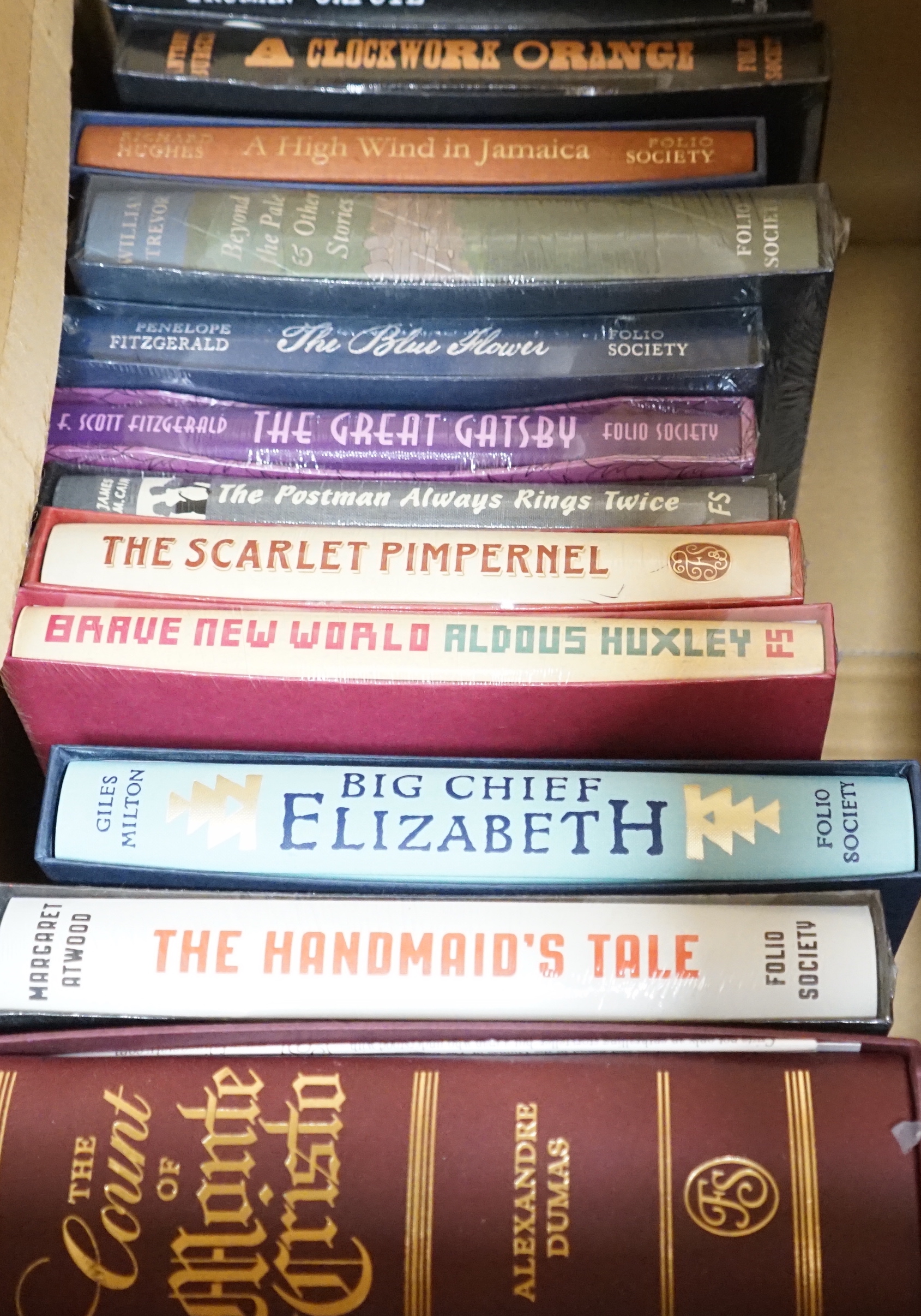 Twenty six Folio Society books, all fiction, including Moby Dick; The Picture of Dorian Gray; The Moving Toyshop; Wells, The War of the Worlds; The Time Machine, etc.